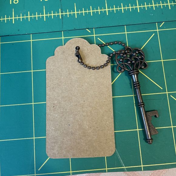 Skeleton Key Keychain Bronze-Tone Metal Charm For Bag Purse Tag, Fob - Picture 3 of 3